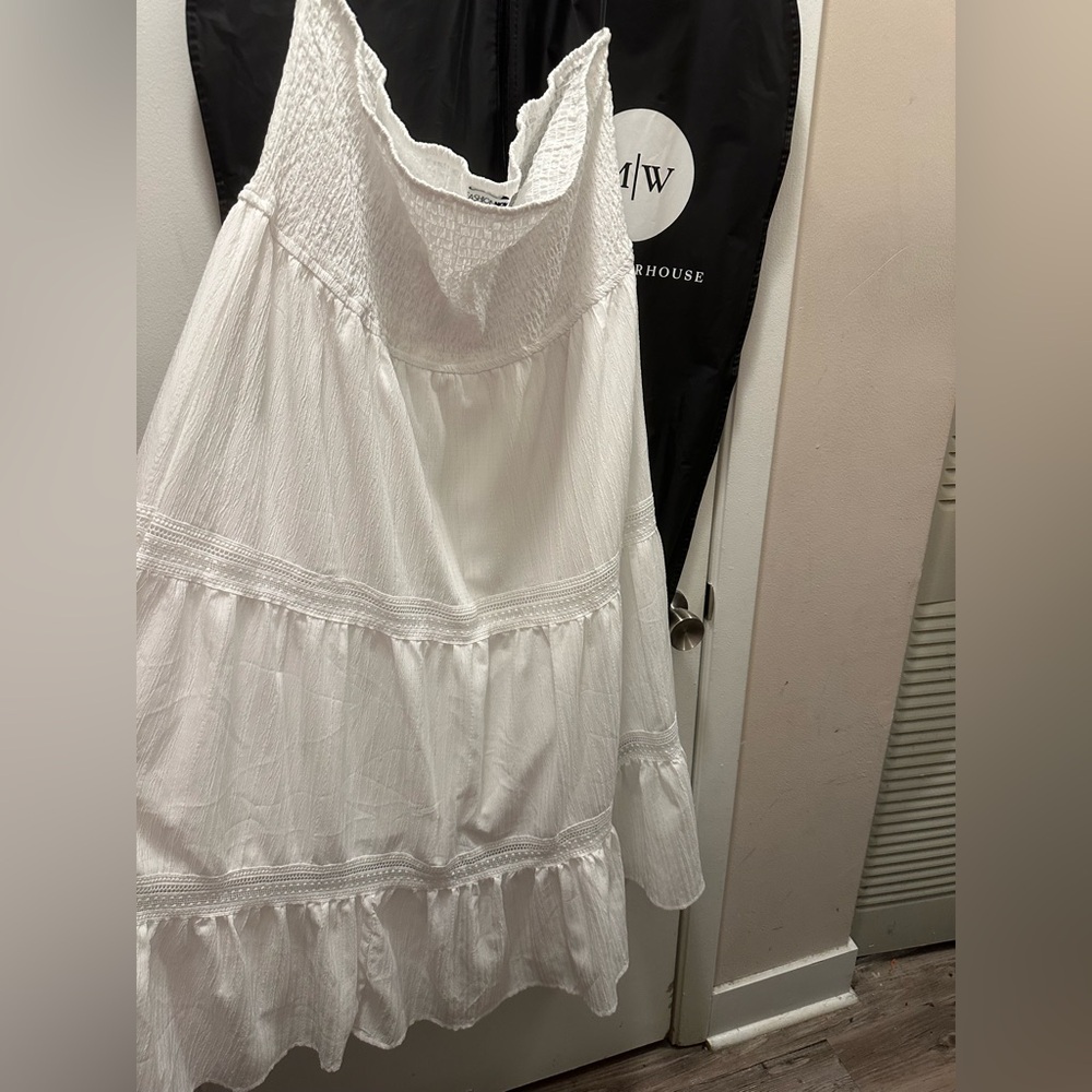 Fashion Nova White Smocked Tiered Maxi Sundress